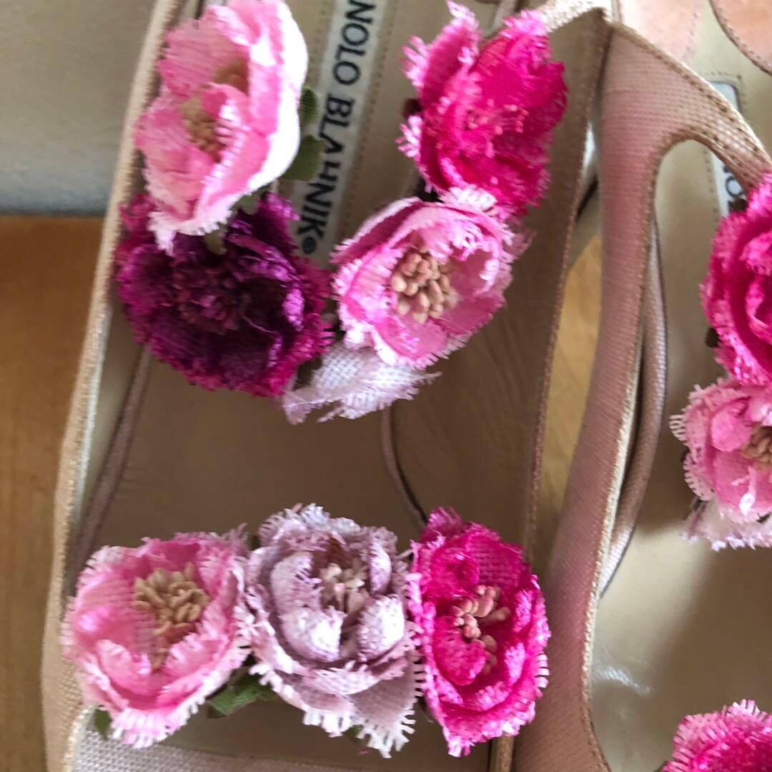MANOLO BLAHNIK マノロブラニク　ピンク　薔薇　37 ヴィンテージ
