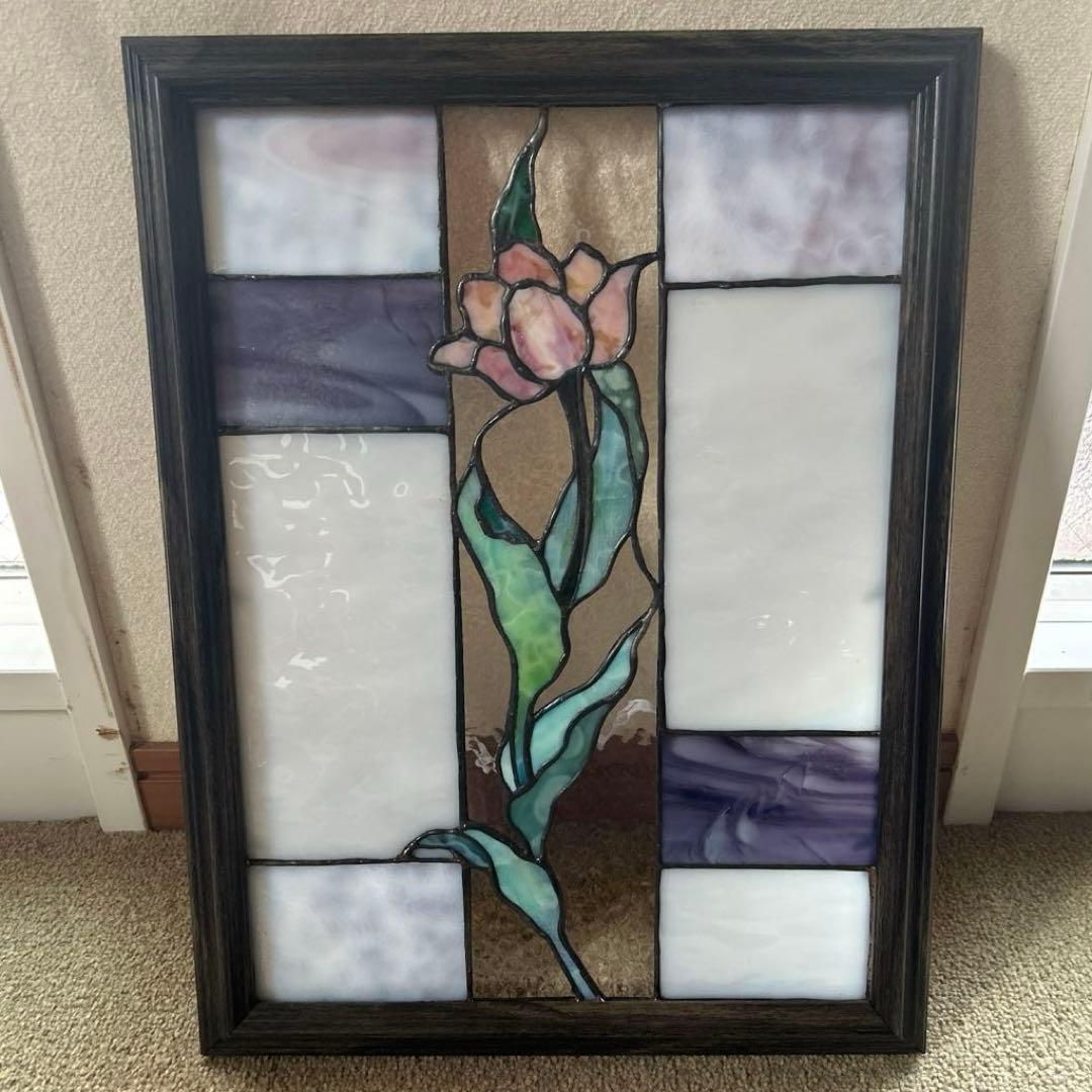 ピンクのチューリップ♦︎ステンドグラス