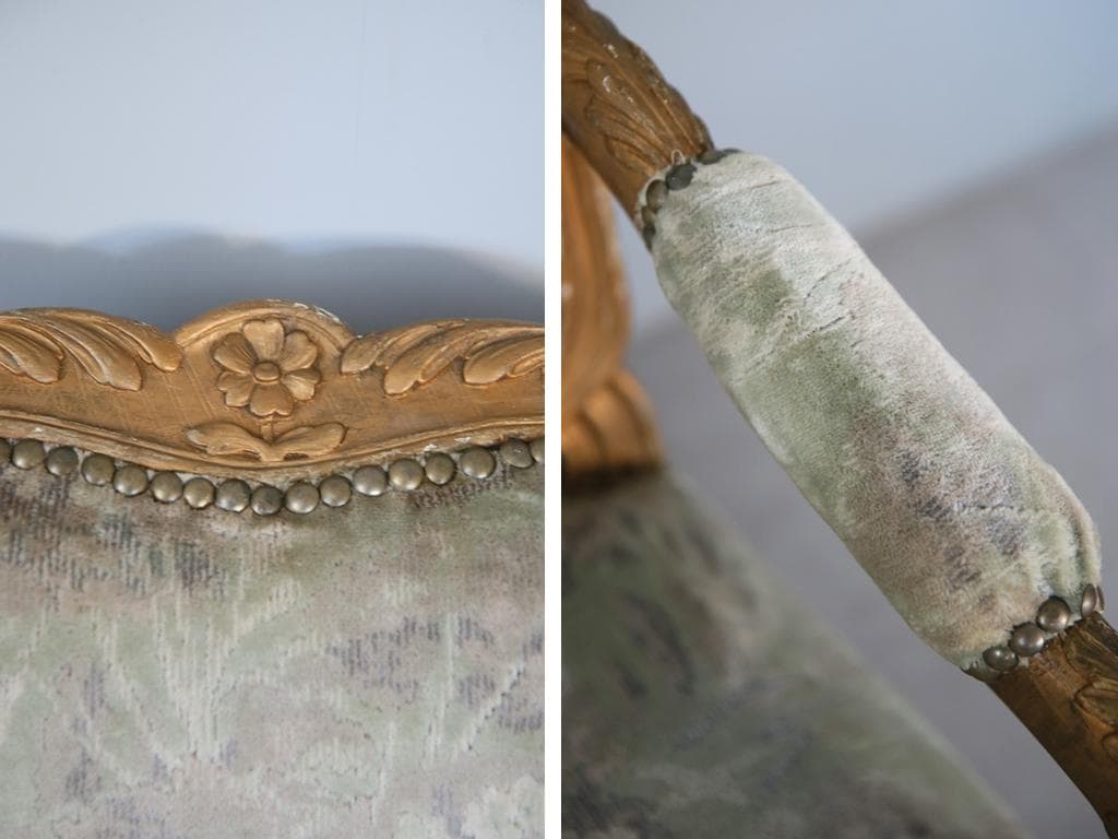 フランスアンティークアームソファ/サロンチェア/猫脚椅子イス(90-177-1)