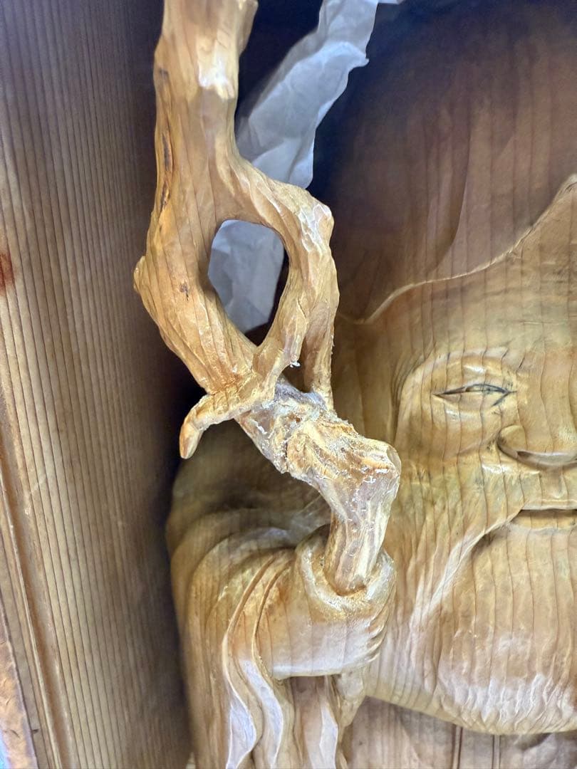 寿老人 木製像 木箱付き