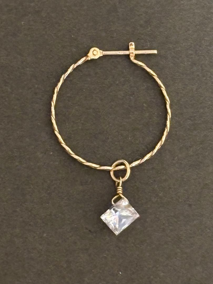 【片耳用】【4点セット】10Kピアス　フープ　パール　ロング　アガットチャーム