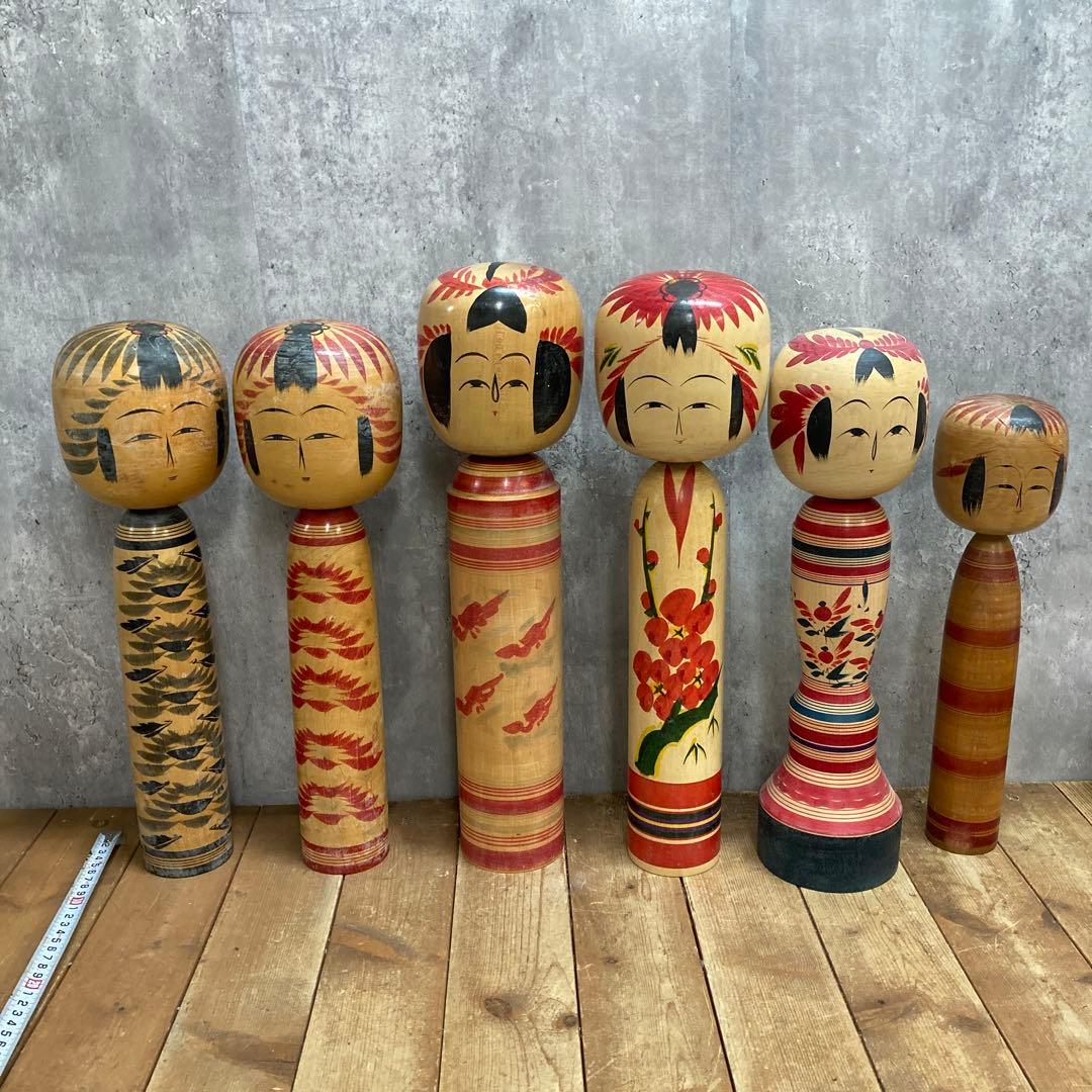 D-3 【希少】伝統こけし 6点セット まとめ売り（鳴子系・記念文字入り含む）