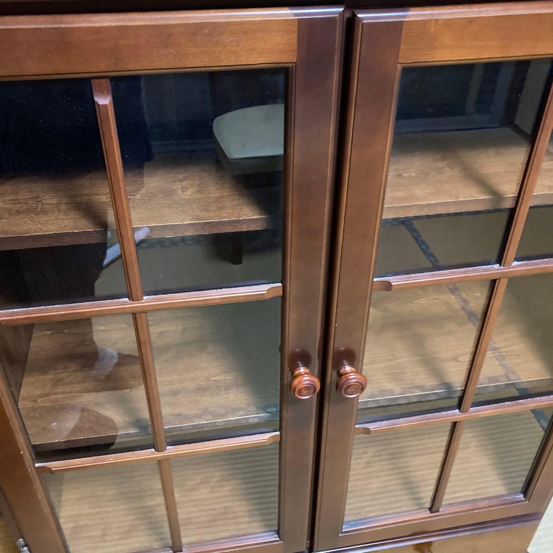 昭和レトロ扉付き本棚 引き出し2つ