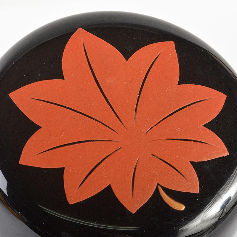 茶道具　山中塗　塗師　辻石斎造　一葉蒔絵　内銀留　大棗　共布共箱　D　R6869