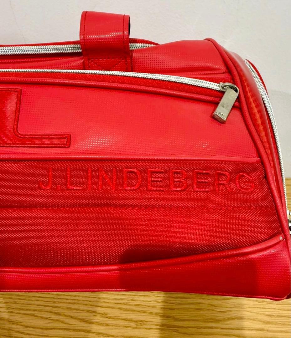 【極美品】J.LINDEBERG 2WAYボストンバッグ 赤 シューズポケット付