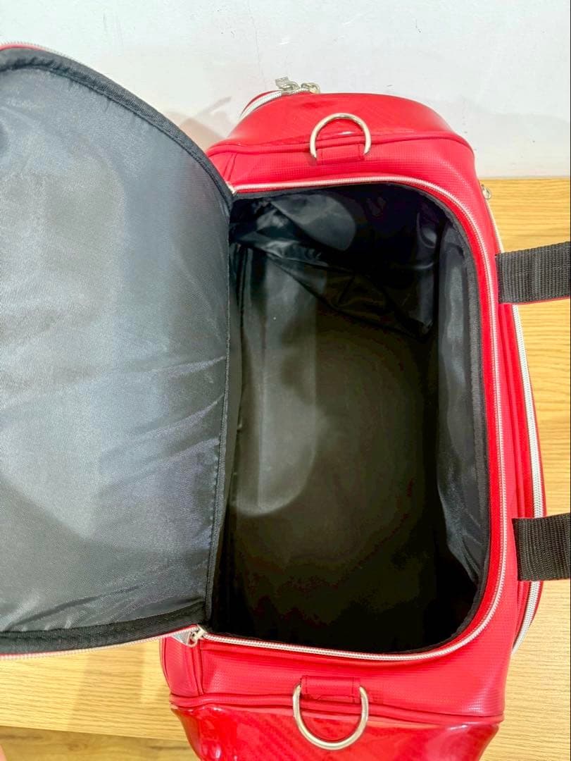 【極美品】J.LINDEBERG 2WAYボストンバッグ 赤 シューズポケット付