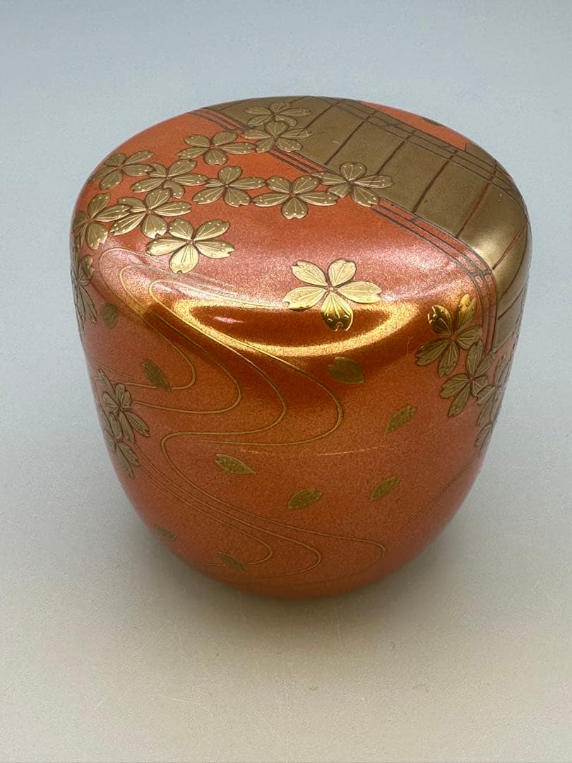 茶道具　棗　平安清鳳　朱銀桜橋