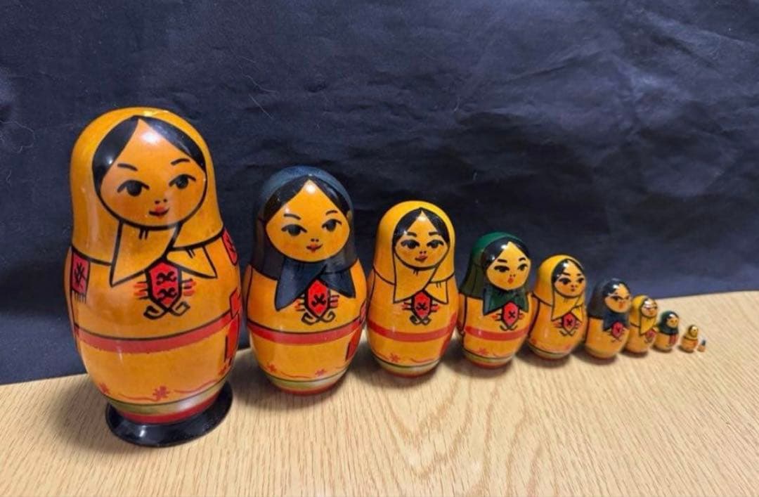 激レア‼️ソビエト　アンティーク　ヨシュカルオラ社　マトリョーシカ　10体