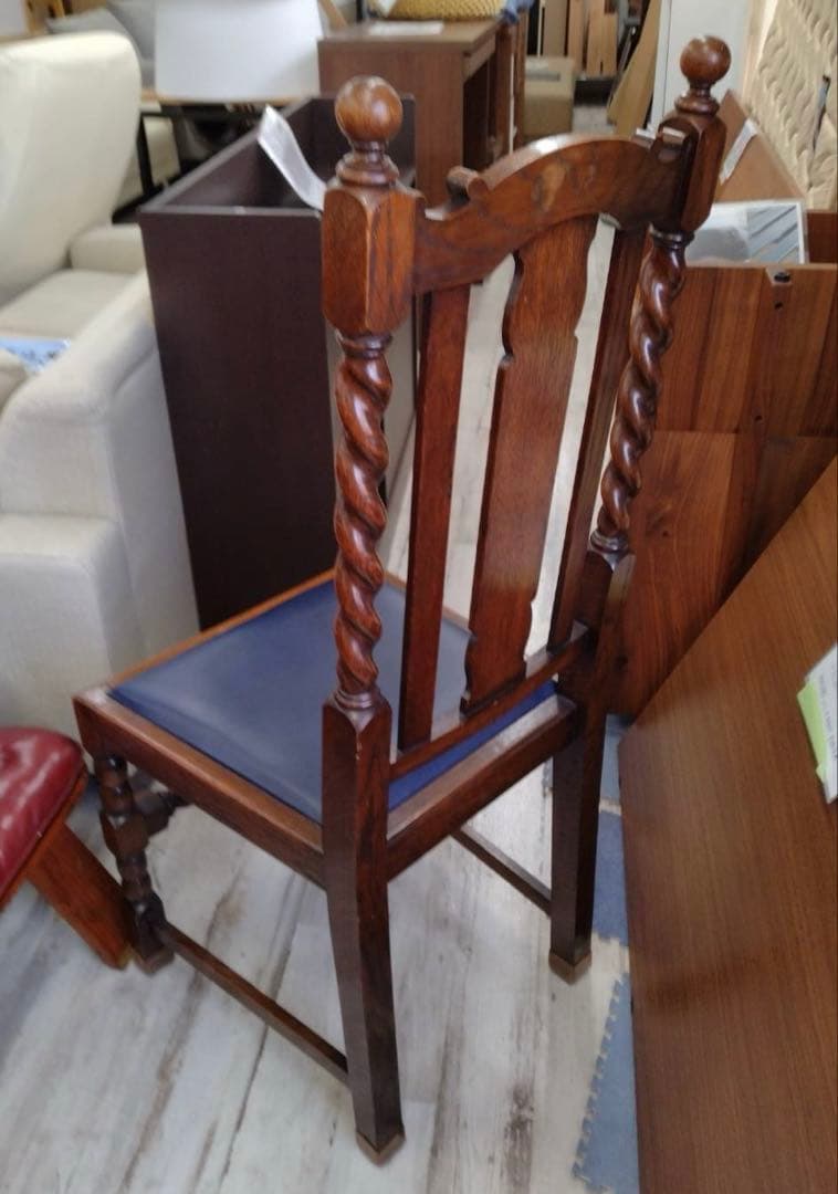 イギリス アンティーク　ダイニングチェア　ハイバック　レザー　１脚