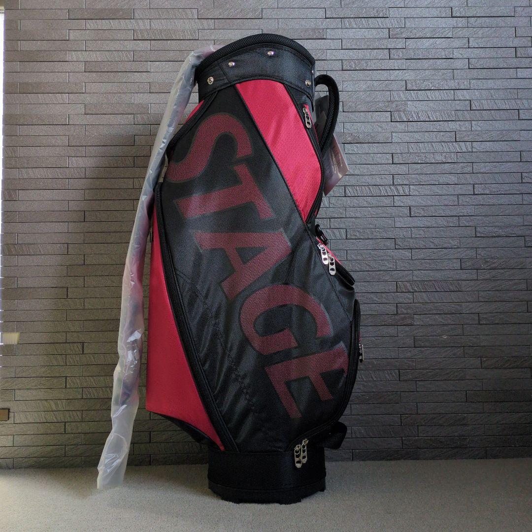 Tour Stage キャディバッグ.ゴルクバッグ 赤黒 フード付き