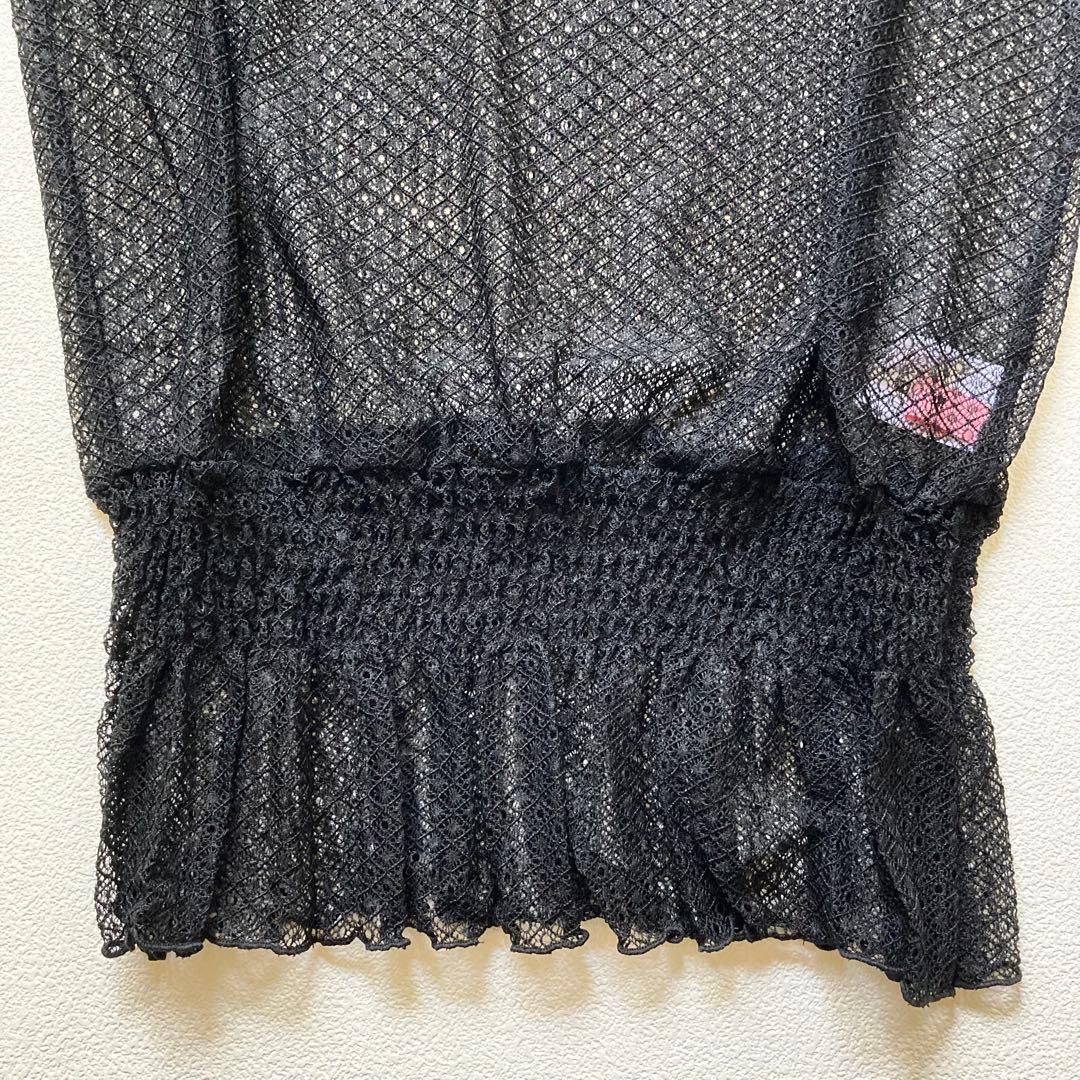チャコット レース Tシャツ M レーシー 黒 社交ダンス バレエ ヨガウェア