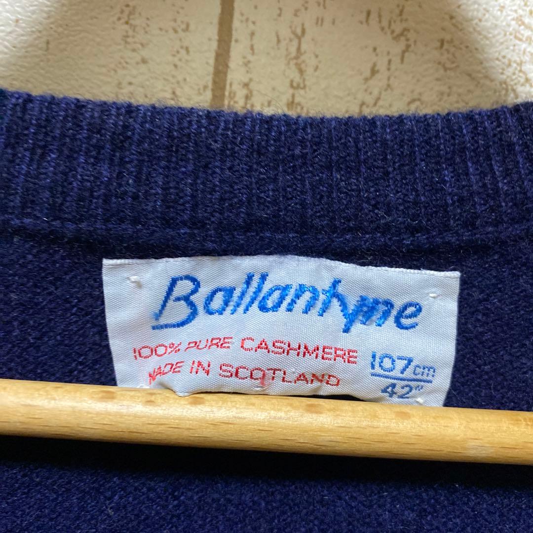 Ballantyne Vネックセーター カシミヤ 80年代 左脇小穴あり