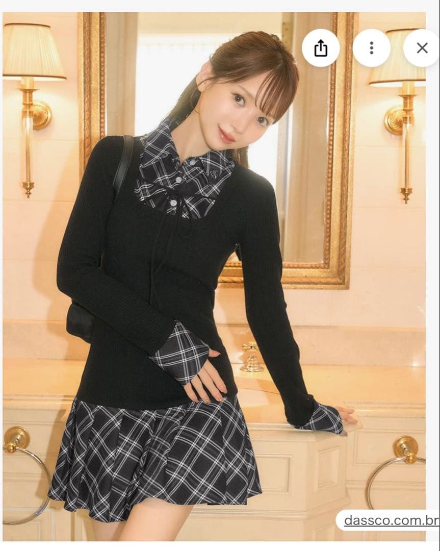 ミシェルマカロン チェックドッキングワンピース ミシェマカ