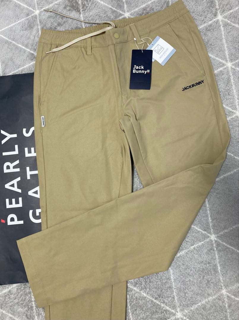 新品 パーリーゲイツ ジャックバニー ポリエステルツイルパンツ(4)M/ベージュ