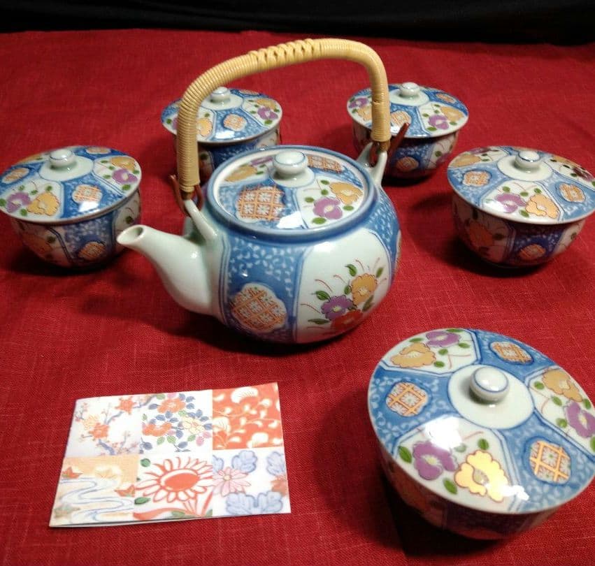 ♣ヴィンテージ品♥【名釜・有田焼・西峰作】♥【高級】金彩・急須蓋付煎茶器 ５客
