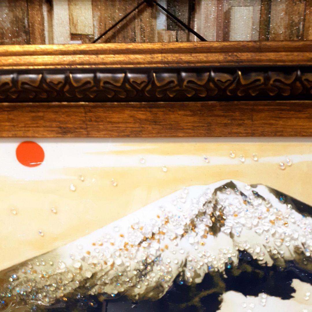 輸入雑貨　天然石　日本名画　『横山大観 霊峰不二』　水晶絵　クリスタルアート