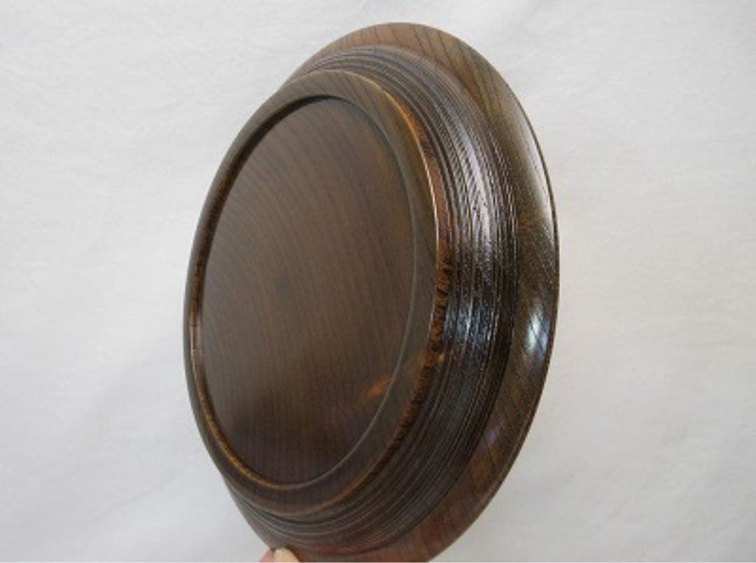 未使用 茶道具 福田芳朗作 欅神代塗 干菓子盆 底印 共布 共箱