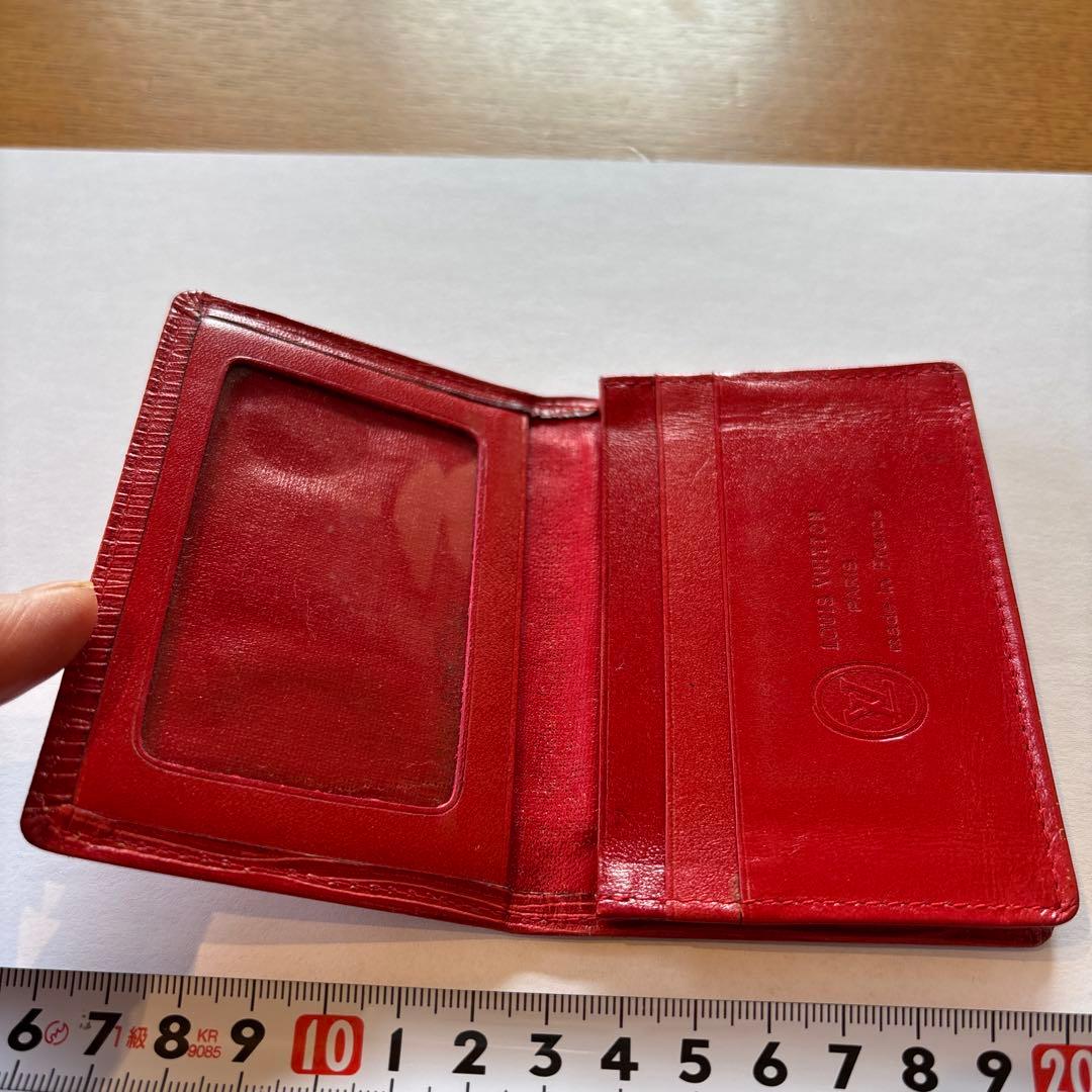 希少 LOUIS VUITTON 赤 レザー 名刺入れ 1980年代