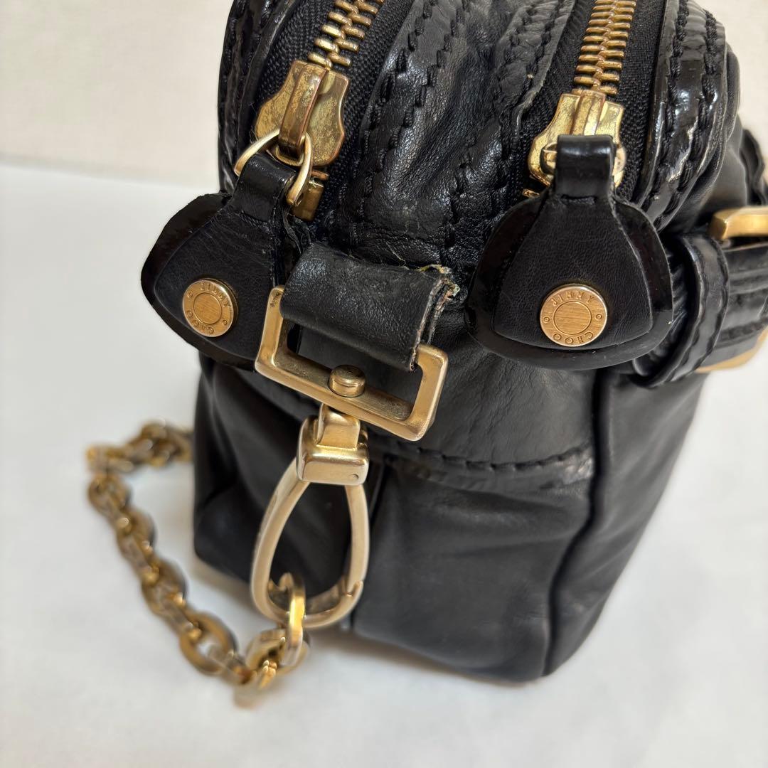 ジミーチュウ　JIMMY CHOO黒 レザー クロスボディバッグ