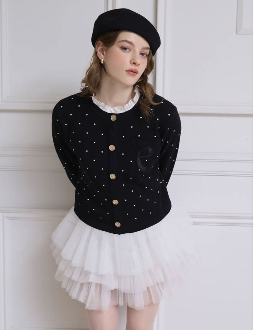 【eimy istoire】タグ付　Attached collar カーディガン