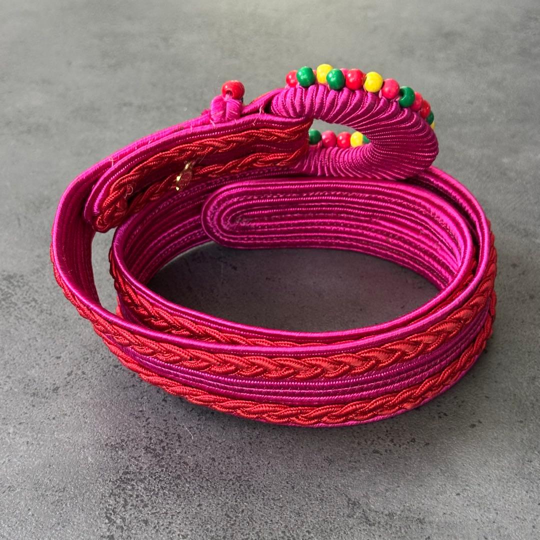 超希少✨イヴ・サンローラン　リヴ・ゴーシュ　ヴィンテージ　織ベルト　ピンク