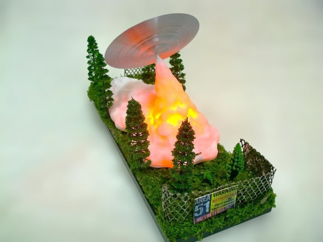 エリア５１UFOジオラマシリーズ火炎放射グレイフィギュアセット