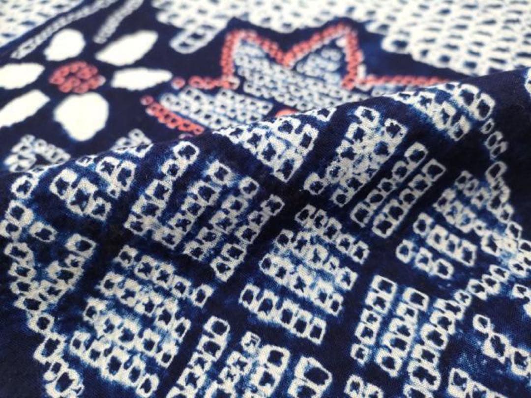 有松絞り　浴衣　トールサイズ　紺地　うちわ　団扇　三浦絞り　有松鳴海絞り　総絞り