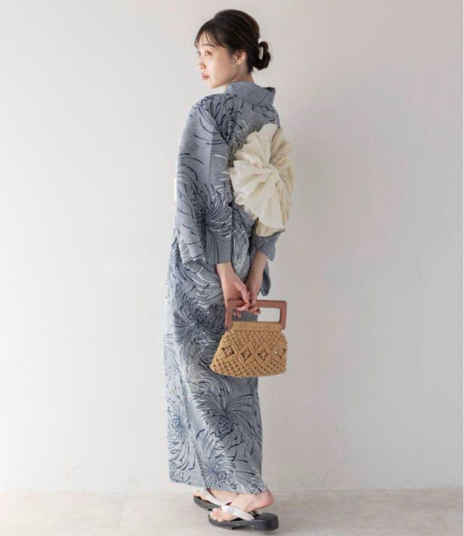 ゆかた館グレース　浴衣　腰紐2本　帯飾り　下駄　カバン　5点セット　※帯はなし