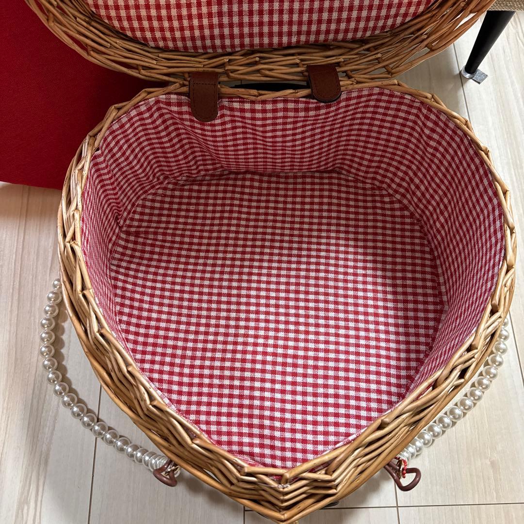 ☆美品☆かご ラッセル Russell ハート型バスケット ブラウン
