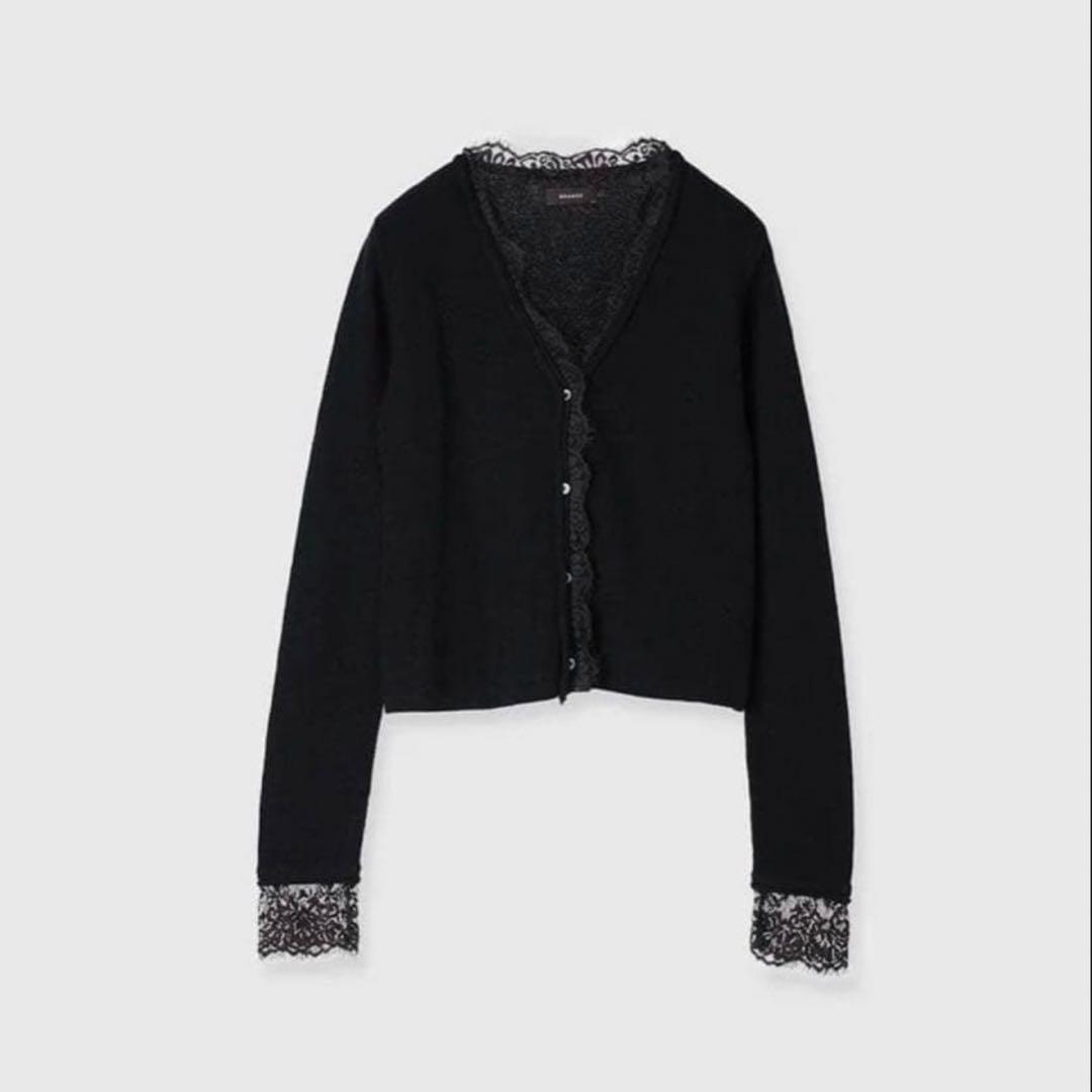 【完売品】anuans アイラッシュレーストリミングニットカーディガン