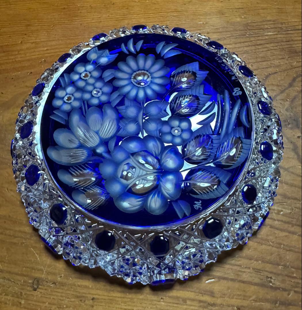 Meissen クリスタル グラヴィールカット 青 『未使用』