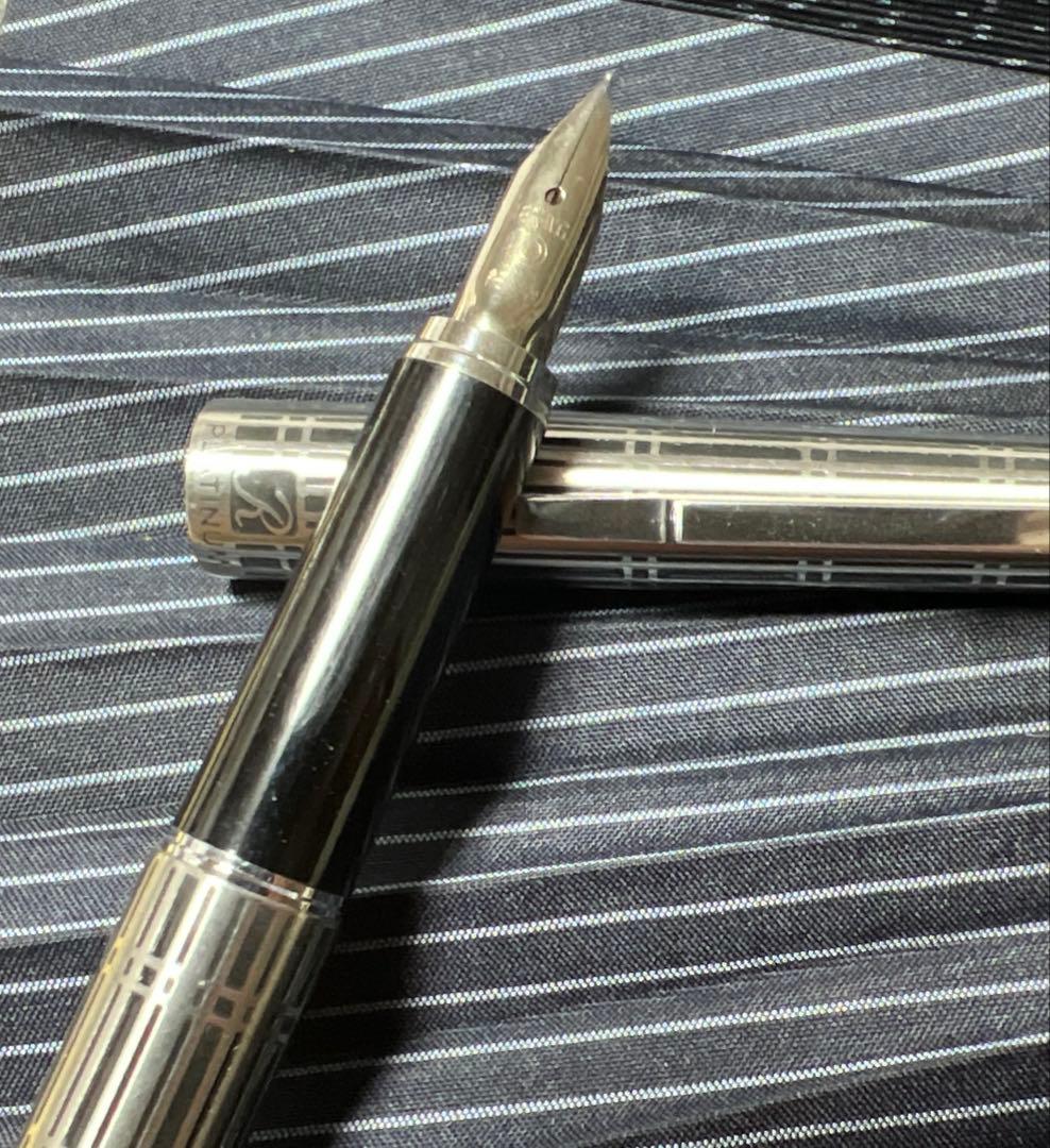 新人応援‼️美品‼️PLATINUM 高級万年筆 18KWG SUS幾何学模様