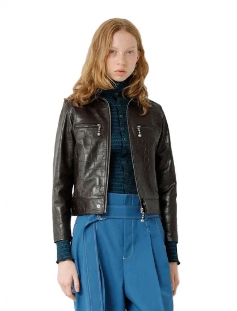 beautiful people モッククロック クロコ型押しレザージャケット