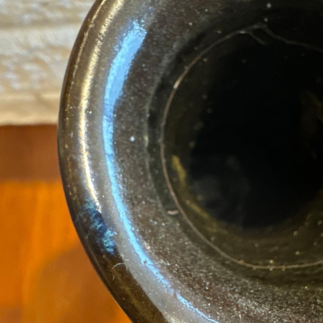 【壺屋焼】故.小橋川永弘.緑釉唐草壺.大