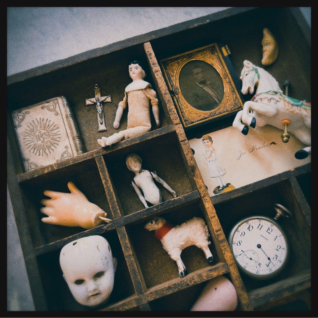 オールドヴィンテージ　 木製プリンタートレイ 飾り棚