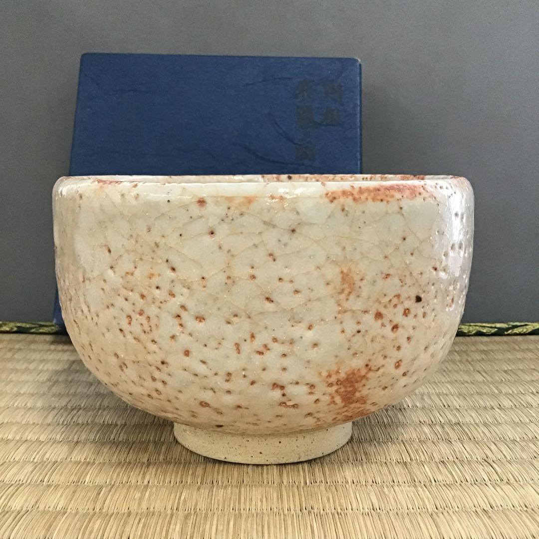 茶道具 茶碗 円相 飛鶴ノ図 志野 拝土窯 水野古麦 作 共箱　Ｎ504CH