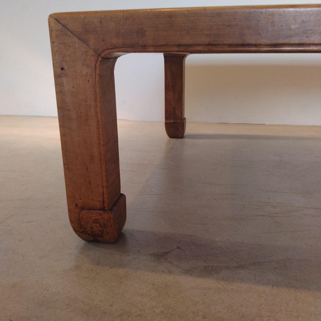 木彫り 古道具 アンティーク 木製 正方形座卓 ナチュラルウッド