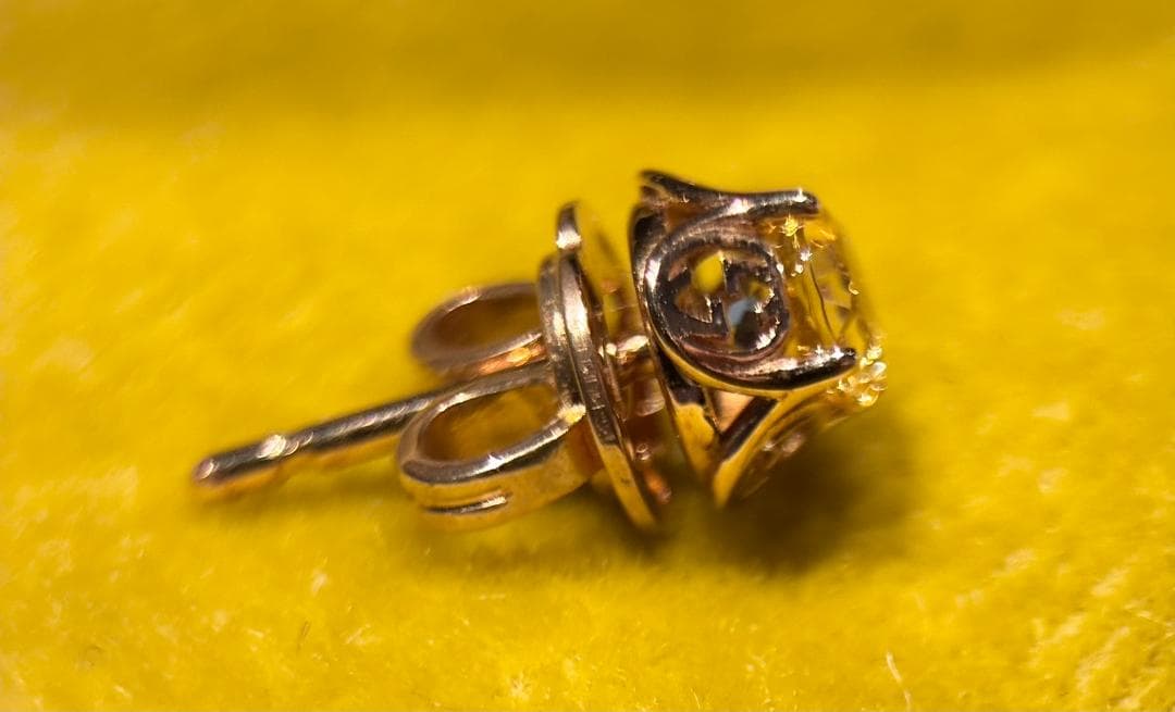 GUCCI グッチ インターロッキングG K18 イエローサファイア ピアス