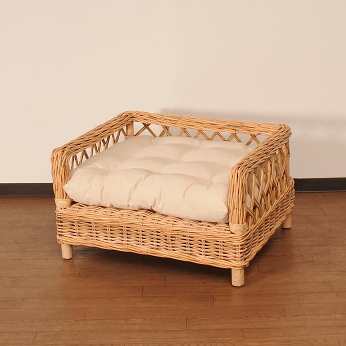 【ラタン家具】　ペットベッド　ナチュラル　（天然ラタン使用）