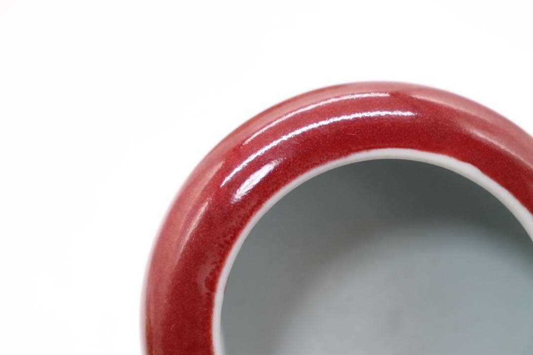 中国　清時代　紅釉水盂　大清光緒年製　送料込み250328