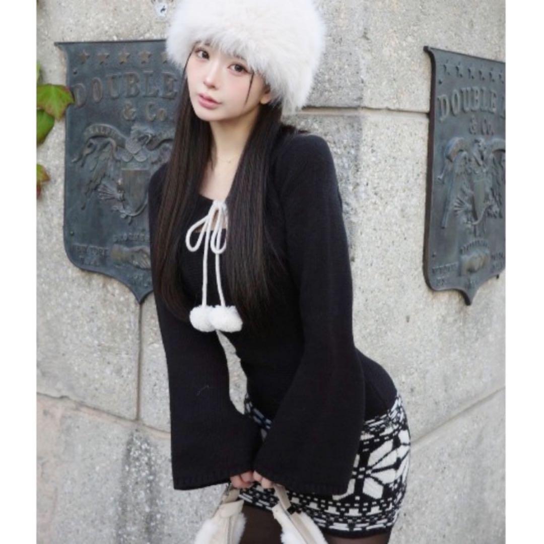 新品未開封　ダーリッチ　ノルディックパネルニットミニワンピース　FREE