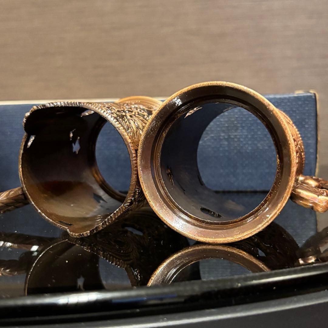 アンティーク 銅ブロンズ 耐熱グラスジョッキ 昭和