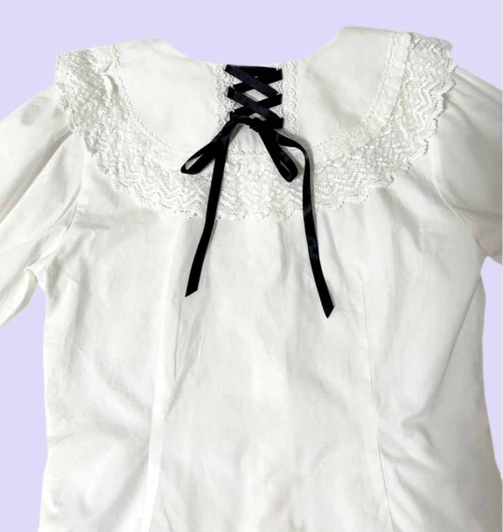 BABY Dear Roseフリル衿ブラウス(オフ白×黒)