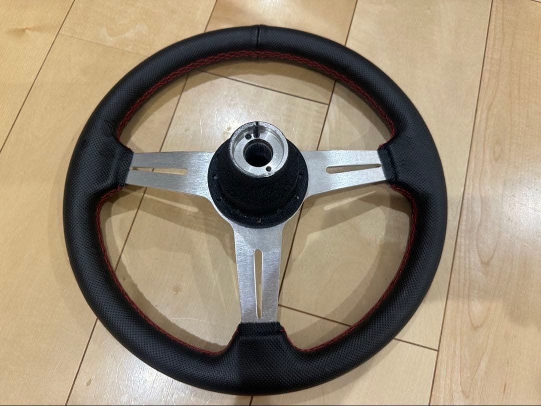 ローバーミニ用　350Φ　革巻きハンドル＋ボス　セット品（中古品）