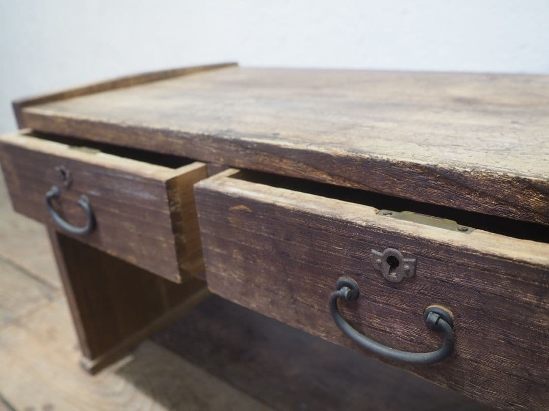 1202 総桐の文机　ローテーブル　陳列台　引き出し　レトロ　アンティーク