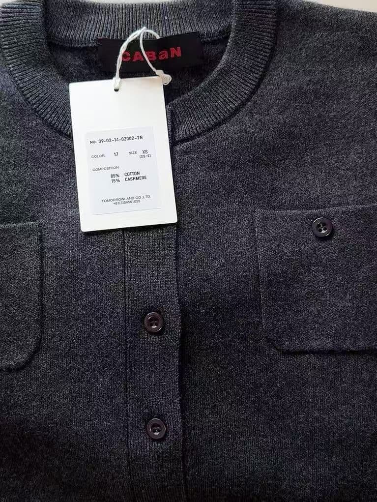 未使用品、タグ付きCABaN コットンカシミヤ クルーネックカーディガング