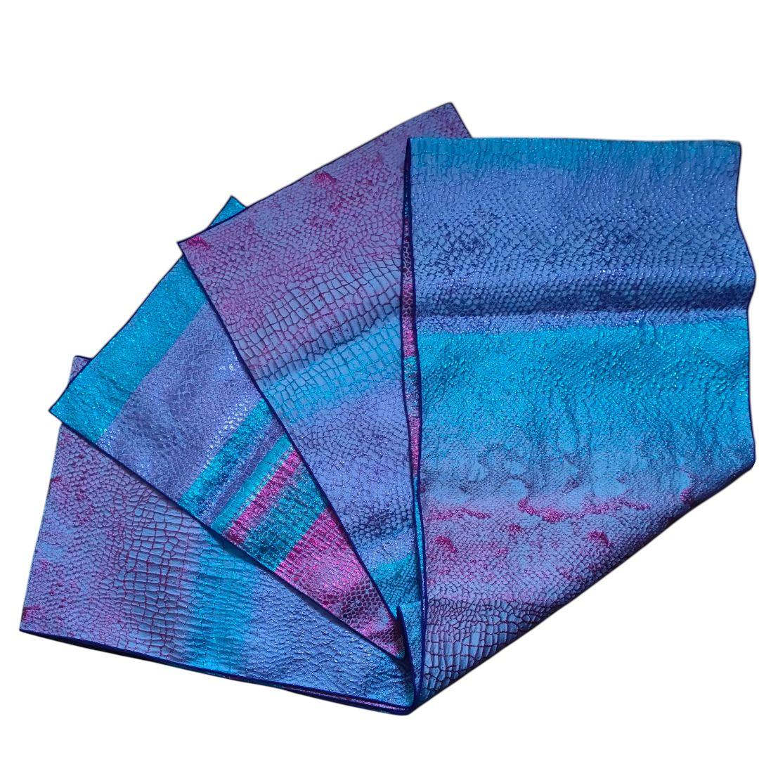 大人兵児帯へこおびクロコダイルわに鱗柄石畳柄グラデーション赤紫青偏光マスクメロン