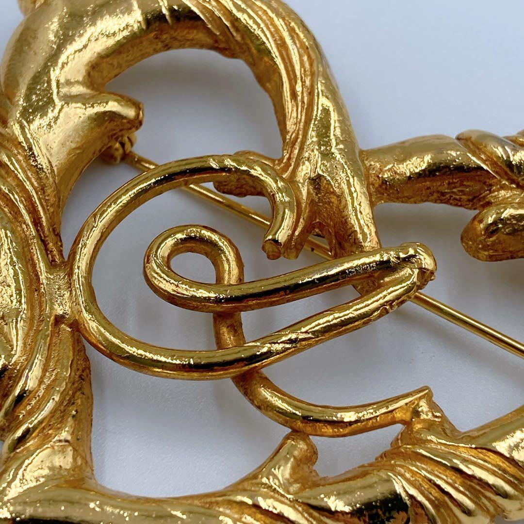 【美品】クリスチャンラクロワ ハート ブローチ ヴィンテージ ゴールド