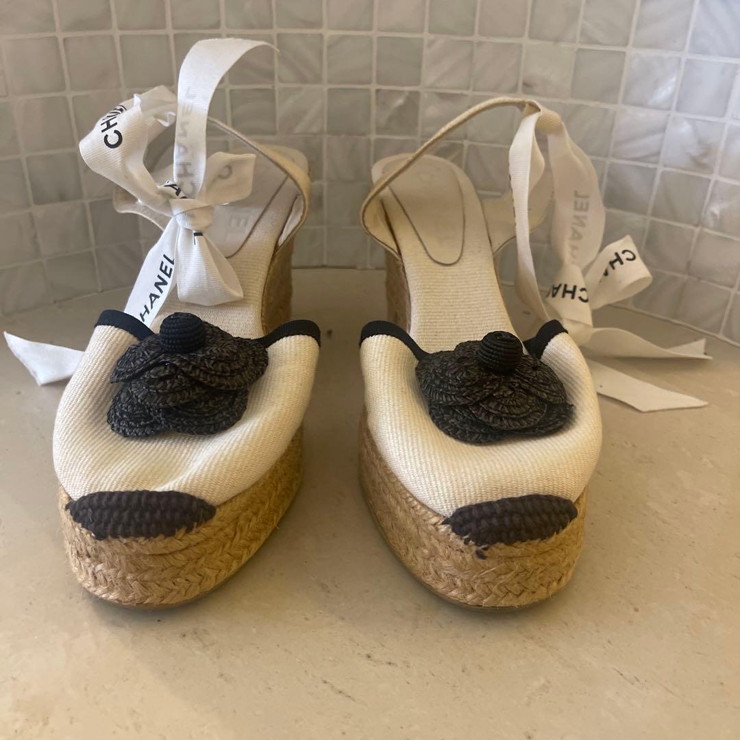 CHANELシャネル サンダルシューズカメリアココマーク ウェッジソール23cm