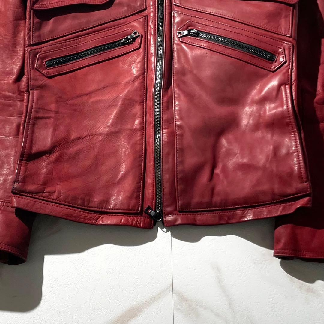 入手困難✨ ノーアイディ ホースハイド レザージャケット レッド